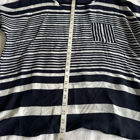 Madison Paige Striped Womens Top Sz XL Semi Sheer Flowy Old Money Mature Career - Picture 5 of 8